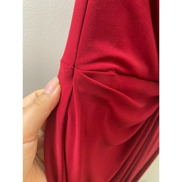 Women Lauren Ralph Lauren bateau-neck side twisted-Knot Dress red 4 office - Picture 6 of 12